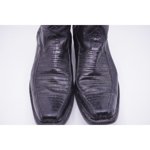 Reyme Boots Western Armadillo Black Leather Pointed Toe Side Zip Mex 28.5 US 9.5 - Picture 3 of 12